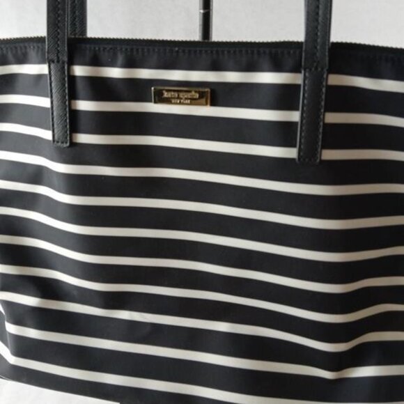 EUC kate spade May Street French Stripe Black and White Tote Bag - Picture 4 of 8